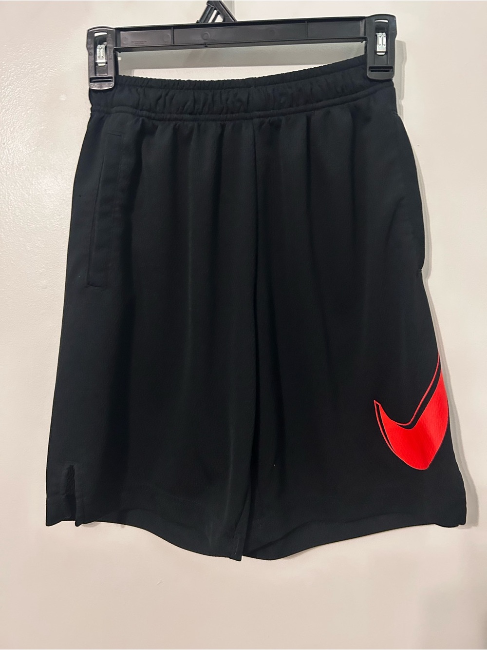 Nike Black Athletic Shorts with Red Swoosh